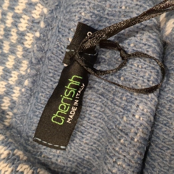 Cherishh Blue and White Wool and Alpaca Button Close Made in Italy Sweater - Picture 7 of 10